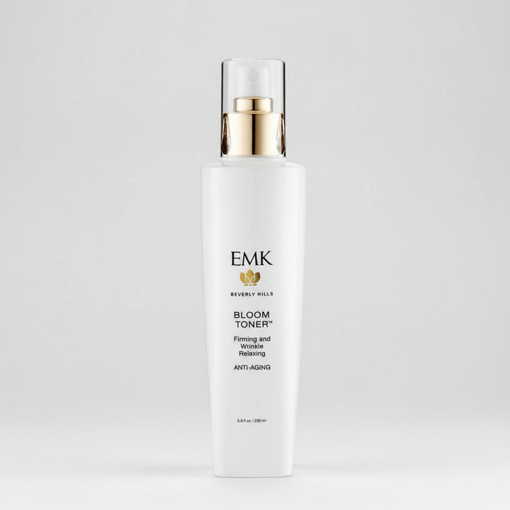 A bottle of Bloom Toner, a three-in-one facial toner.