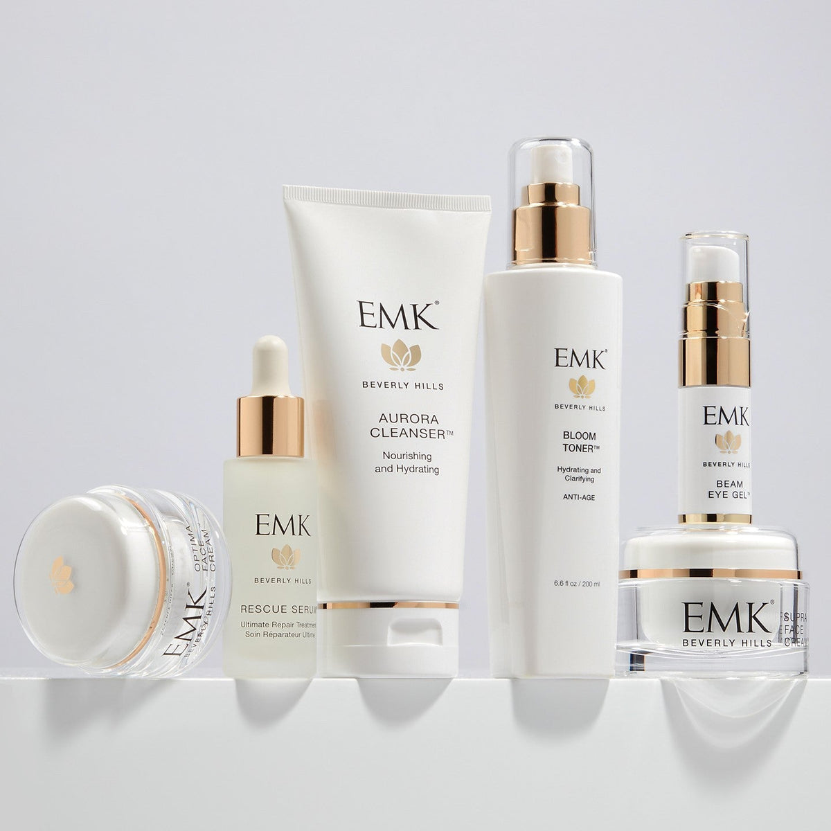 An image of EMK Skincare essential skincare products.