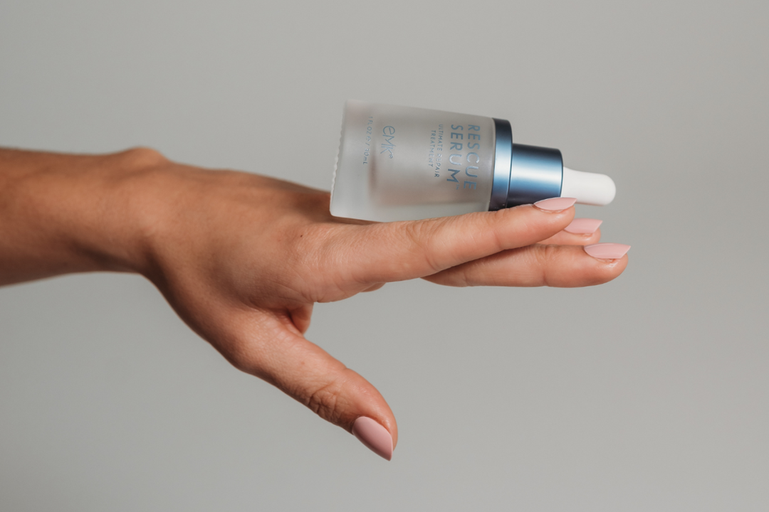 Rescue Serum balanced on back of hand