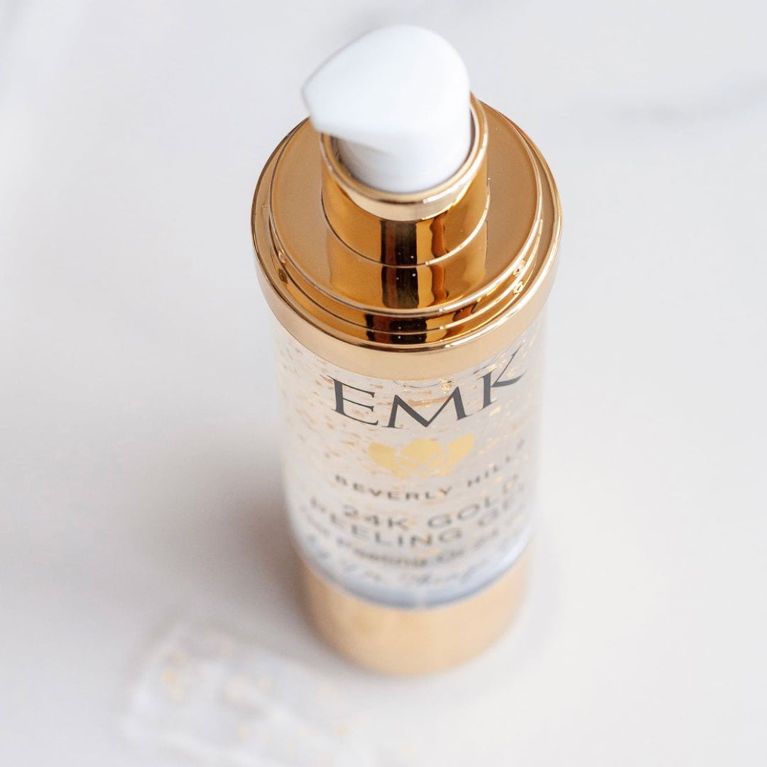 24K Gold Exfoliating Gel bottle by EMK Skincare