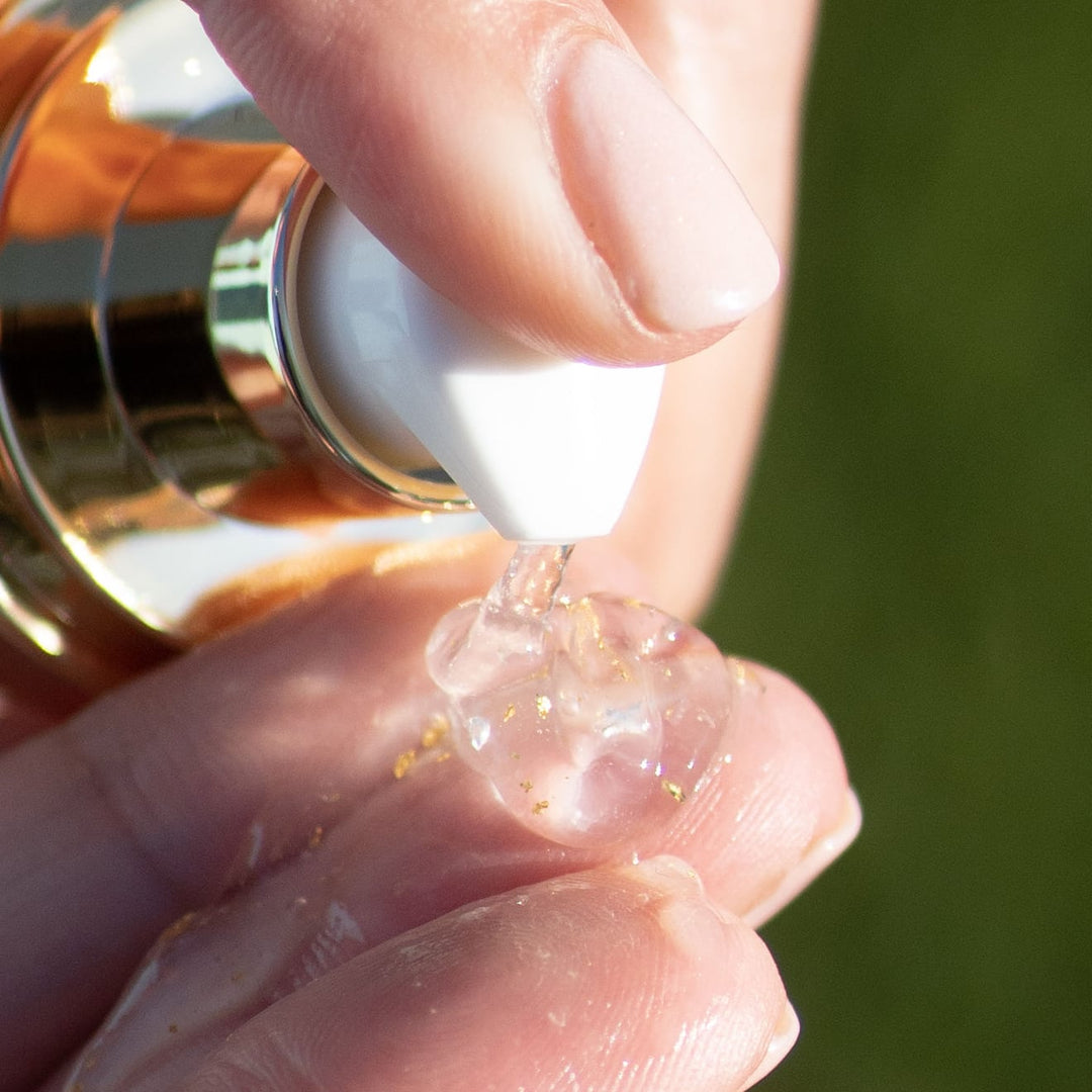 24K Gold Exfoliating Gel close-up texture by EMK Skincare