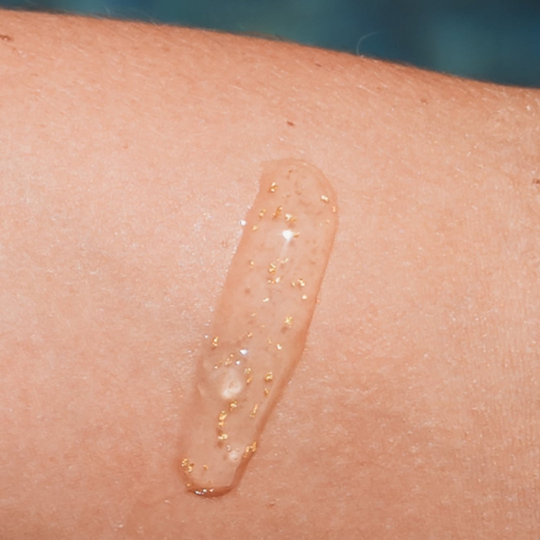 24K Gold Exfoliating Gel texture swatch by EMK Skincare