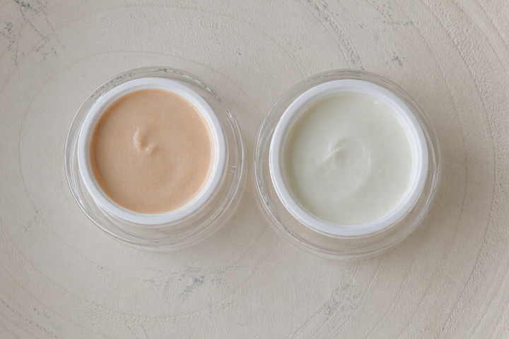 Adaptive Moisture Duo with Optima and Supra Face Cream open jars by EMK Skincare