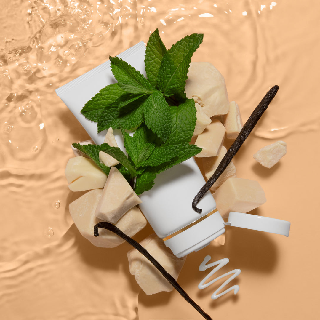 Aurora Cleanser tube with mint, shea butter, and vanilla by EMK Skincare