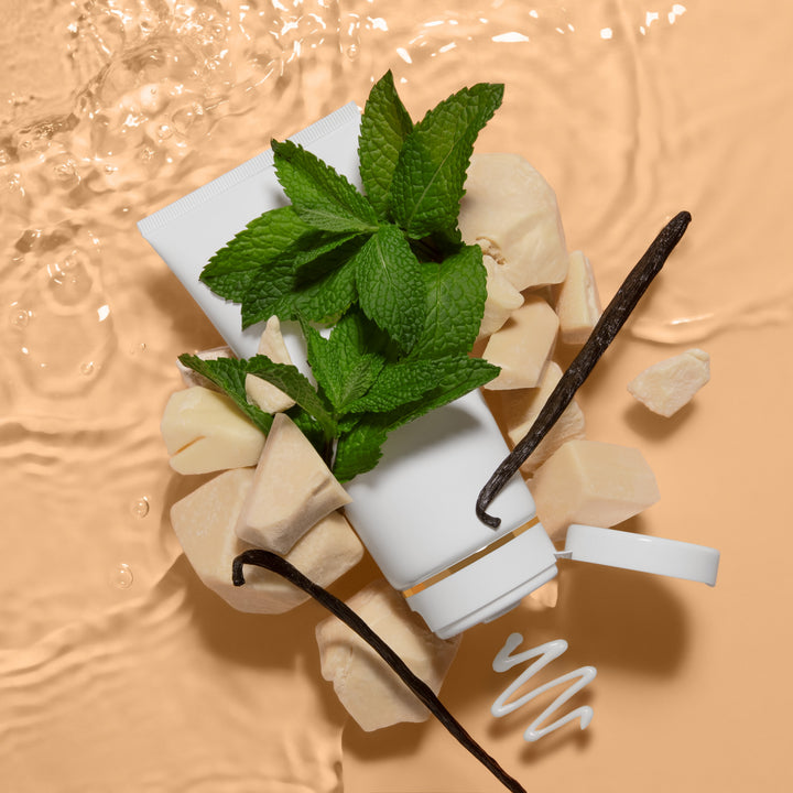 Aurora Cleanser tube with mint, shea butter, and vanilla by EMK Skincare
