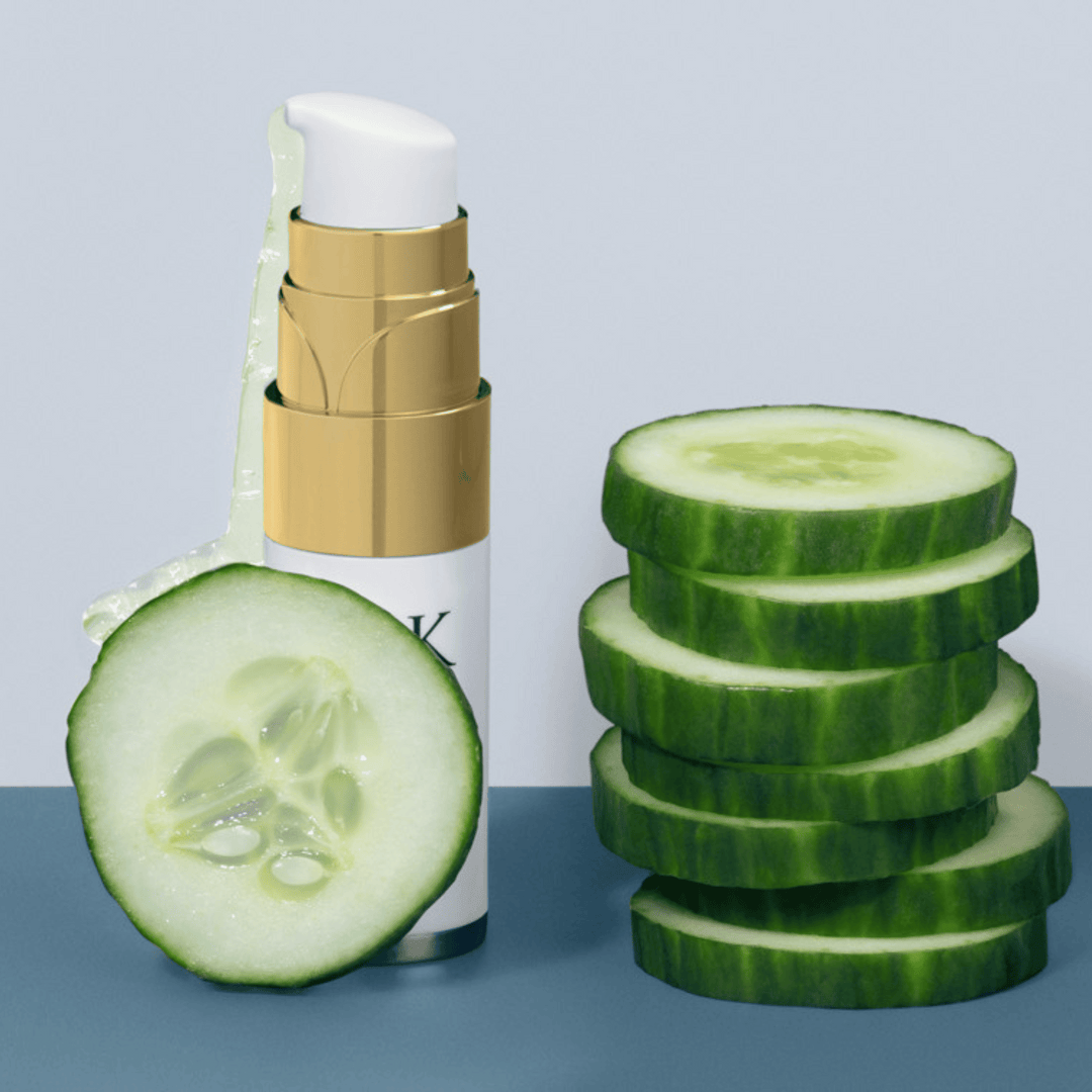 Beam Eye Gel bottle with cucumber by EMK Skincare