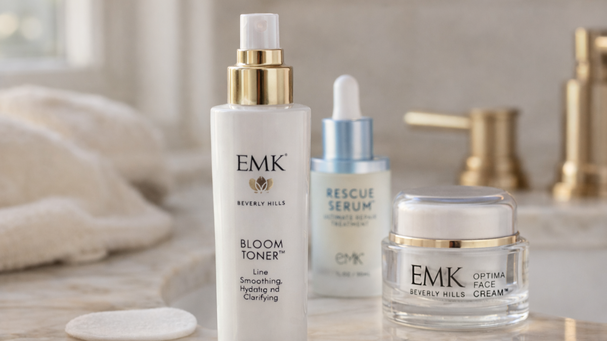 Bloom Toner into Rescue Serum into Optima ritual pairing