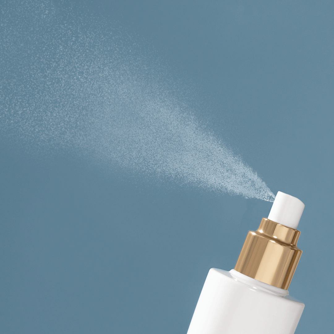 Bloom Toner spray bottle in action by EMK Skincare
