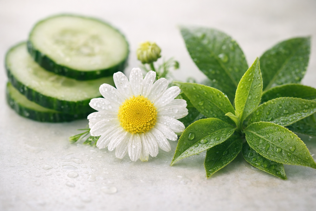 Cucumber, chamomile and green tea botanical icon