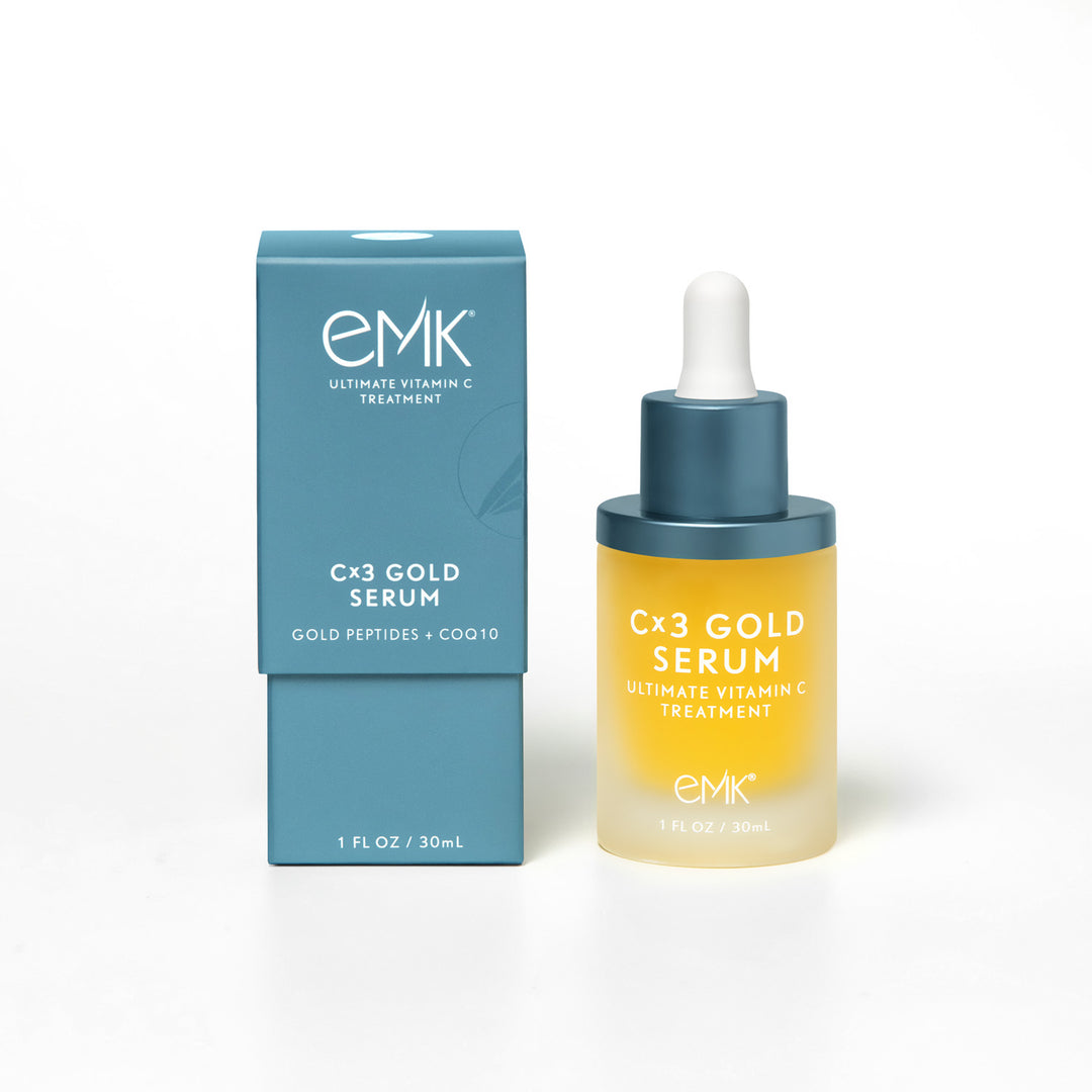 Cx3 Gold Serum bottle with box packaging by EMK Skincare