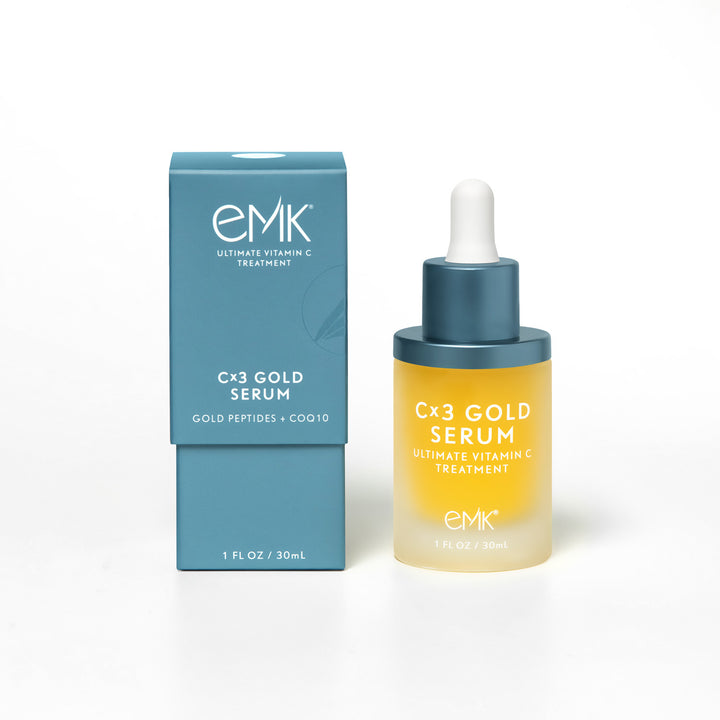 Cx3 Gold Serum bottle with box packaging by EMK Skincare