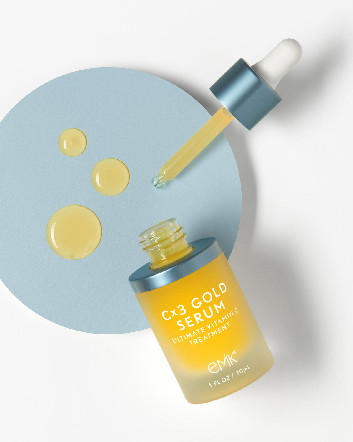 EMK Cx3 Gold Serum open bottle texture