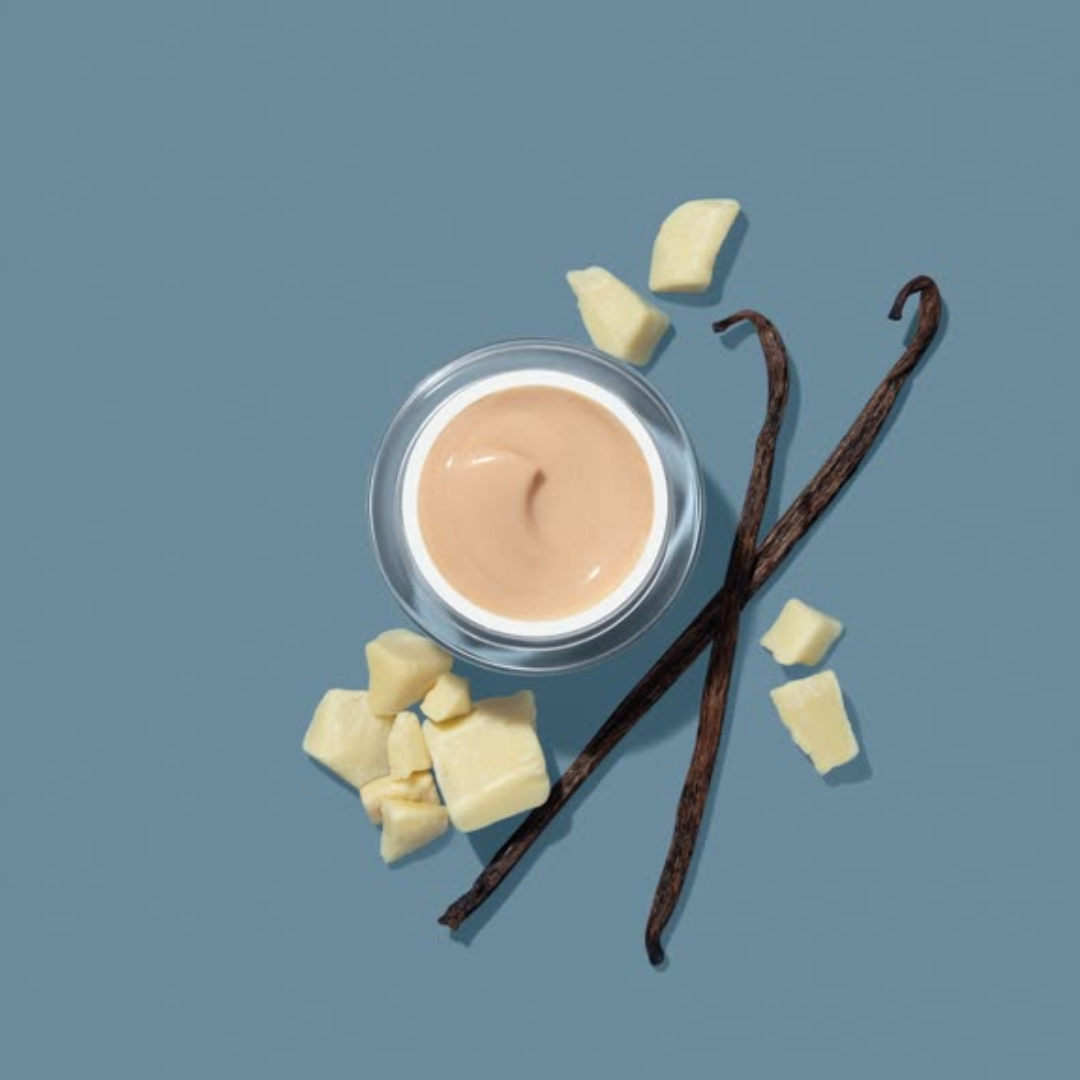 Optima Face Cream open jar with vanilla and shea butter by EMK Skincare