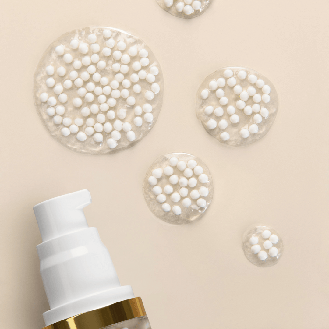 Stem Cell White Caviar bead-textured gel close-up by EMK Skincare