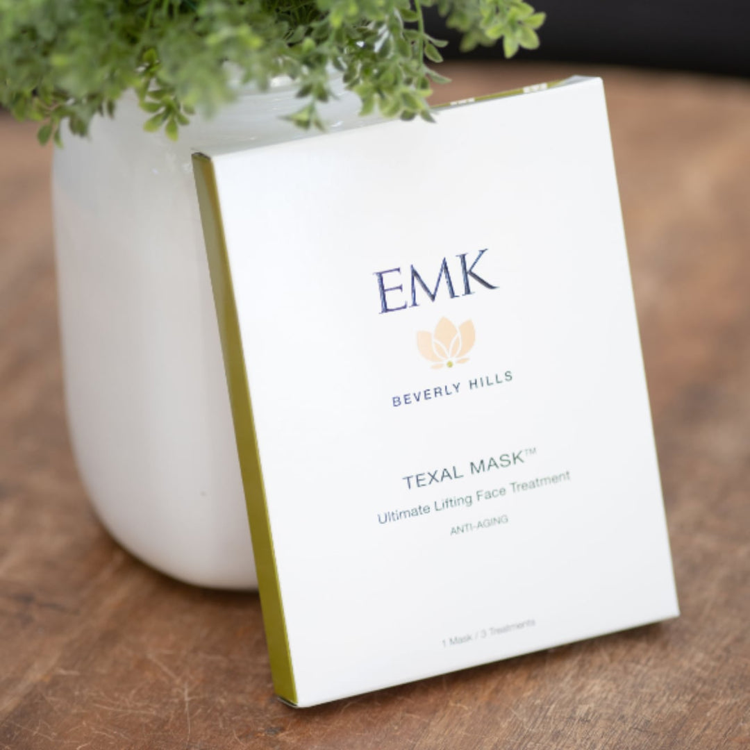 Texal Sheet Mask box lifestyle shot by EMK Skincare