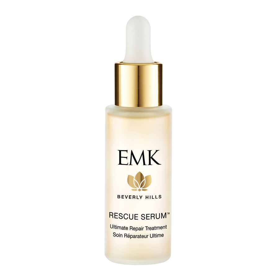 A bottle of Rescue Serum, the ultimate anti-aging serum repair treatment.