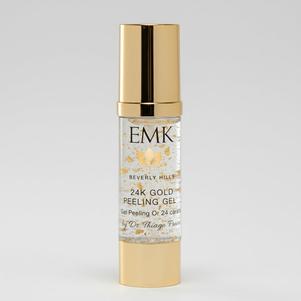 24K Gold Exfoliating Gel bottle by EMK Skincare
