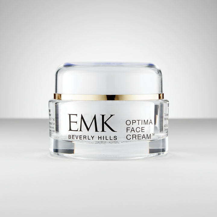 Optima Face Cream jar on gradient background by EMK Skincare